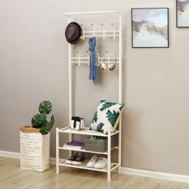 Μεταλλικό Έπιπλο Εισόδου με 3 Ράφια και 9 Κρεμάστρες 68.8 x 35.2 x 187 cm Χρώματος Λευκό Songmics (HSR04W) (SNGHSR04W)