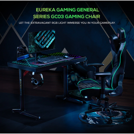 Eureka Ergonomic General Series GC03 E-sport Καρέκλα Gaming Δερματίνης με Ρυθμιζόμενα Μπράτσα και RGB Φωτισμό Μαύρη Eureka Ergonomic General Series GC03 E-sport Καρέκλα Gaming Δερματίνης με Ρυθμιζόμενα Μπράτσα και RGB Φωτισμό Μαύρη