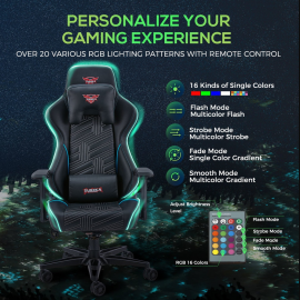 Eureka Ergonomic General Series GC03 E-sport Καρέκλα Gaming Δερματίνης με Ρυθμιζόμενα Μπράτσα και RGB Φωτισμό Μαύρη Eureka Ergonomic General Series GC03 E-sport Καρέκλα Gaming Δερματίνης με Ρυθμιζόμενα Μπράτσα και RGB Φωτισμό Μαύρη