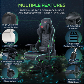 Eureka Ergonomic General Series GC03 E-sport Καρέκλα Gaming Δερματίνης με Ρυθμιζόμενα Μπράτσα και RGB Φωτισμό Μαύρη Eureka Ergonomic General Series GC03 E-sport Καρέκλα Gaming Δερματίνης με Ρυθμιζόμενα Μπράτσα και RGB Φωτισμό Μαύρη