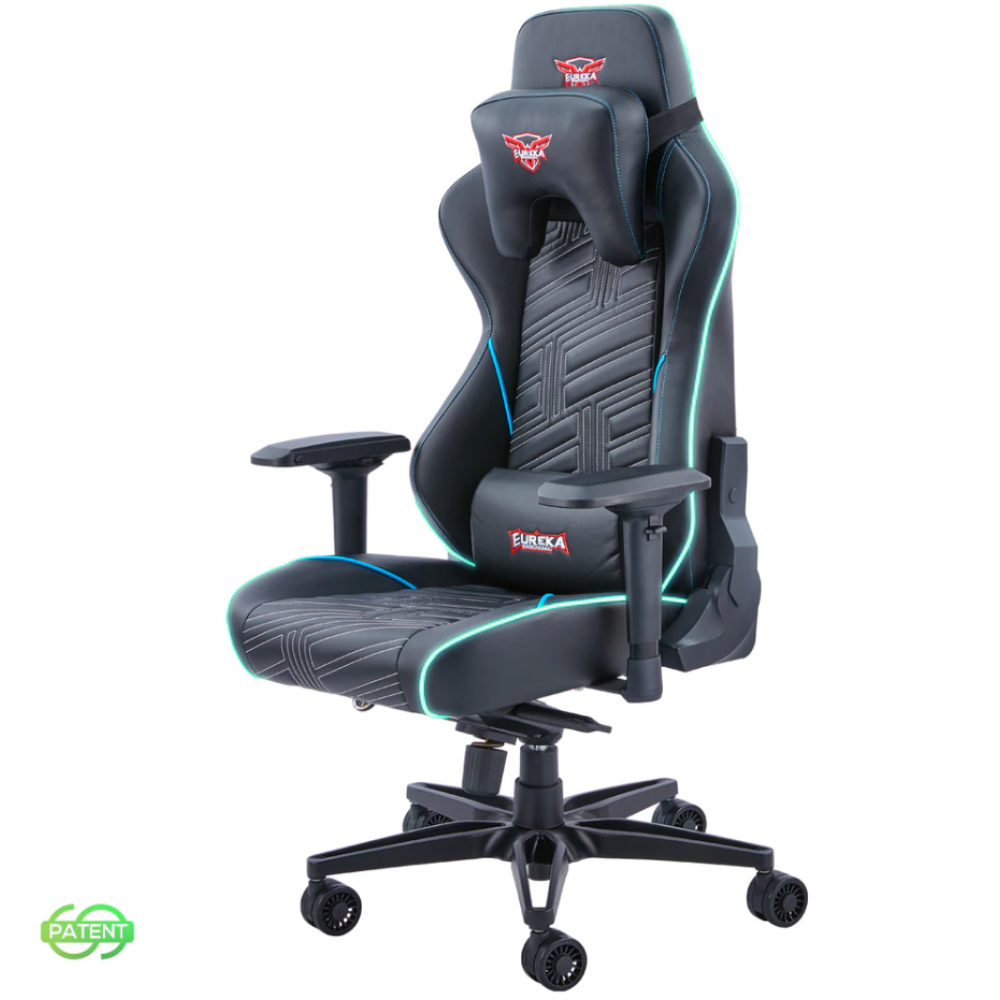 Eureka Ergonomic General Series GC03 E-sport Καρέκλα Gaming Δερματίνης με Ρυθμιζόμενα Μπράτσα και RGB Φωτισμό Μαύρη Eureka Ergonomic General Series GC03 E-sport Καρέκλα Gaming Δερματίνης με Ρυθμιζόμενα Μπράτσα και RGB Φωτισμό Μαύρη
