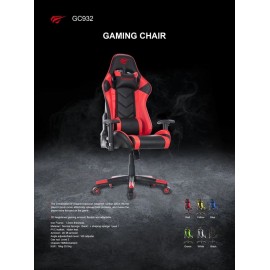 Havit GC932 Καρέκλα Gaming Δερματίνης με Ρυθμιζόμενα Μπράτσα Μαύρο/Κόκκινο