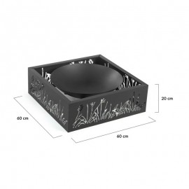 Inkazen Beringa Τζάκι Εξωτερικού Χώρου Μεταλλικό Μαύρο 60x60x20cm