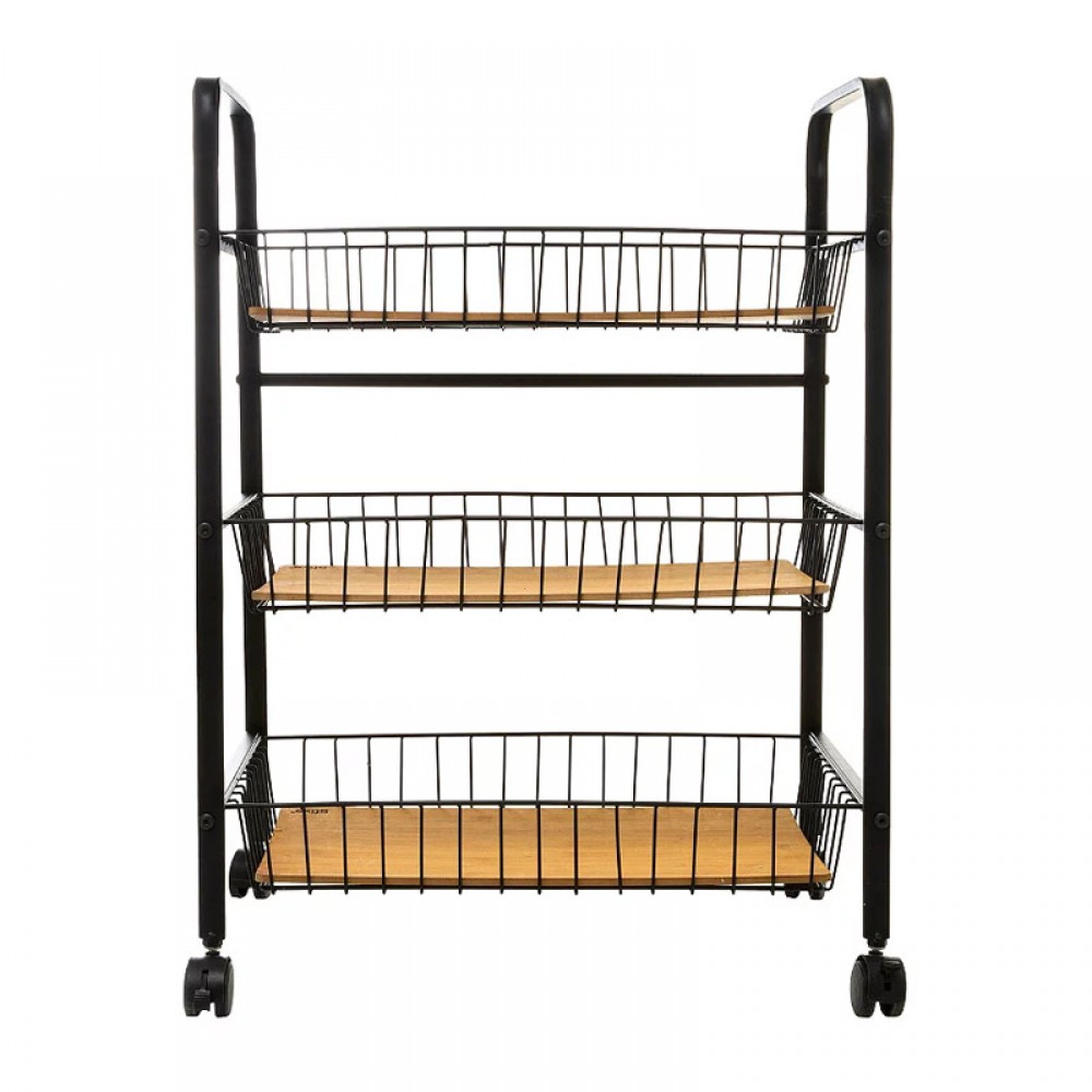 5 Five Simply Smart Τρόλει Κουζίνας Μεταλλικό σε Μαύρο Χρώμα 3 Θέσεων 52x39x70cm
