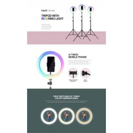 Havit RGB Ring Light ST7026 26cm με Τρίποδο Δαπέδου και Βάση για Κινητό