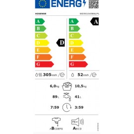 Hisense WD5S1045BW Πλυντήριο-Στεγνωτήριο Ρούχων 10.5kg/6kg Ατμού 1400 Στροφές με Wi-Fi