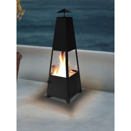 Inkazen Maya Τζάκι Εξωτερικού Χώρου Μεταλλικό Μαύρο 30x30x100cm