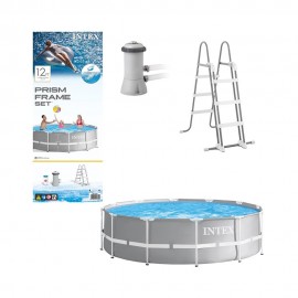 Intex Prism Metal Frame Πισίνα με Μεταλλικό Σκελετό & Αντλία Φίλτρου 366x366x99εκ.