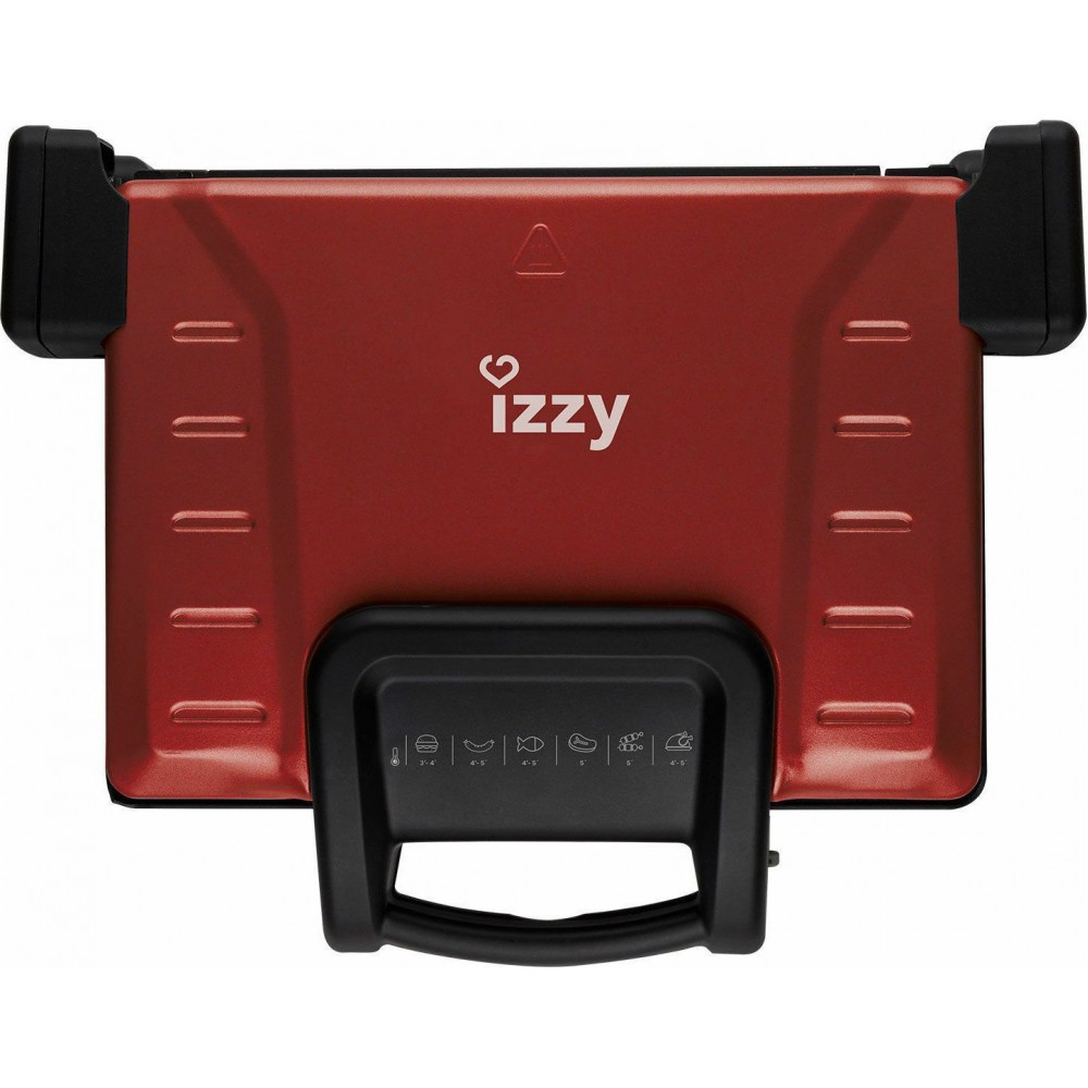 Izzy Family Grill Ceramic Τοστιέρα Γκριλιέρα με Αποσπώμενες Κεραμικές Πλάκες 2100W Κόκκινη