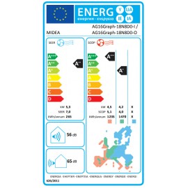 Midea Xtreme Graphite AG16Graph-18N8D0-I/18N8D0-O Κλιματιστικό Inverter 18000 BTU A++/A+ με Ιονιστή και WiFi