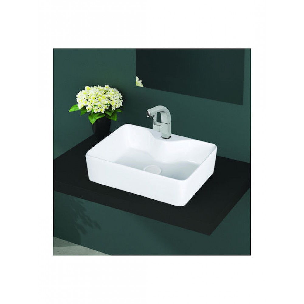 Papakos Fusion Επικαθήμενος Νιπτήρας Πορσελάνης 37x41cm Λευκός