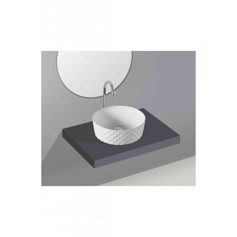 Papakos Jazz Επικαθήμενος Νιπτήρας Πορσελάνης 41x41cm Λευκός