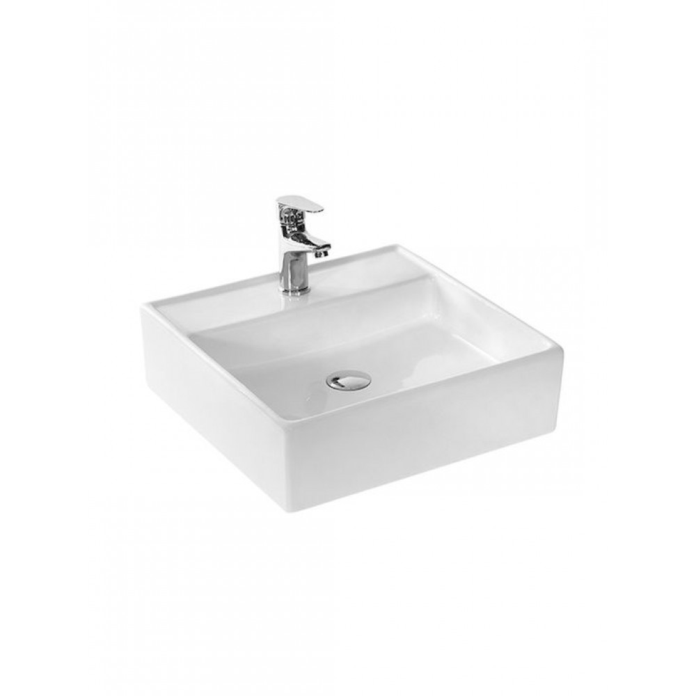 Papakos Square Επικαθήμενος Νιπτήρας Πορσελάνης 41.5x41.5cm Λευκός