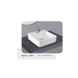 Papakos Square Επικαθήμενος Νιπτήρας Πορσελάνης 41.5x41.5cm Λευκός