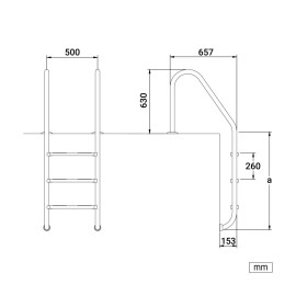 Σκάλα Πισίνας Standard με 5 Σκαλοπάτια από Ανοξείδωτο Ατσάλι 144.6x50εκ.