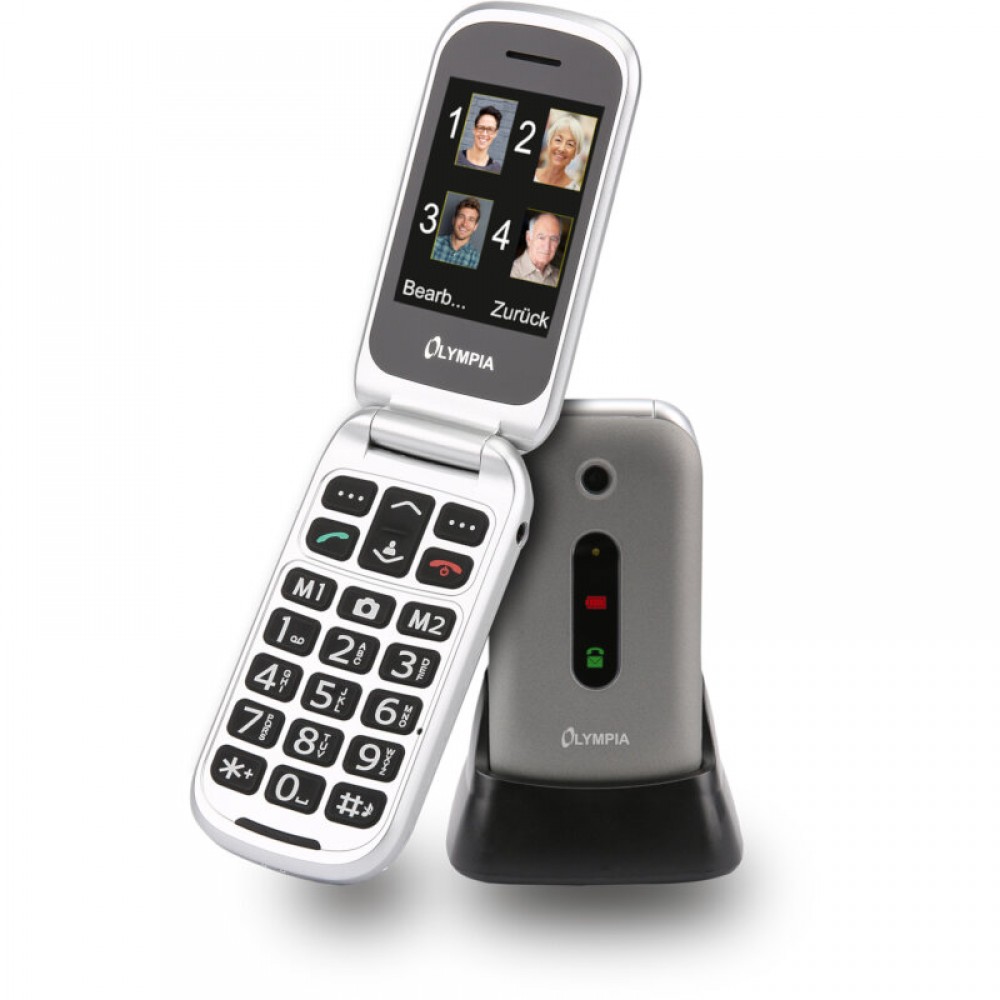 Olympia MIRA GR Ασημί (Ελληνικό Μενού) Κινητό τηλέφωνο για ηλικιωμένους με κουμπί SOS, Bluetooth και κάμερα με φλας