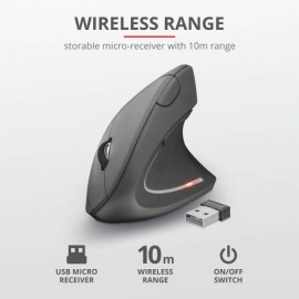 Trust Ποντίκι Ασύρματο Εργονομικό Verto Ergonomic Wireless Mouse Black
