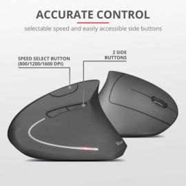 Trust Ποντίκι Ασύρματο Εργονομικό Verto Ergonomic Wireless Mouse Black