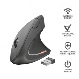 Trust Ποντίκι Ασύρματο Εργονομικό Verto Ergonomic Wireless Mouse Black
