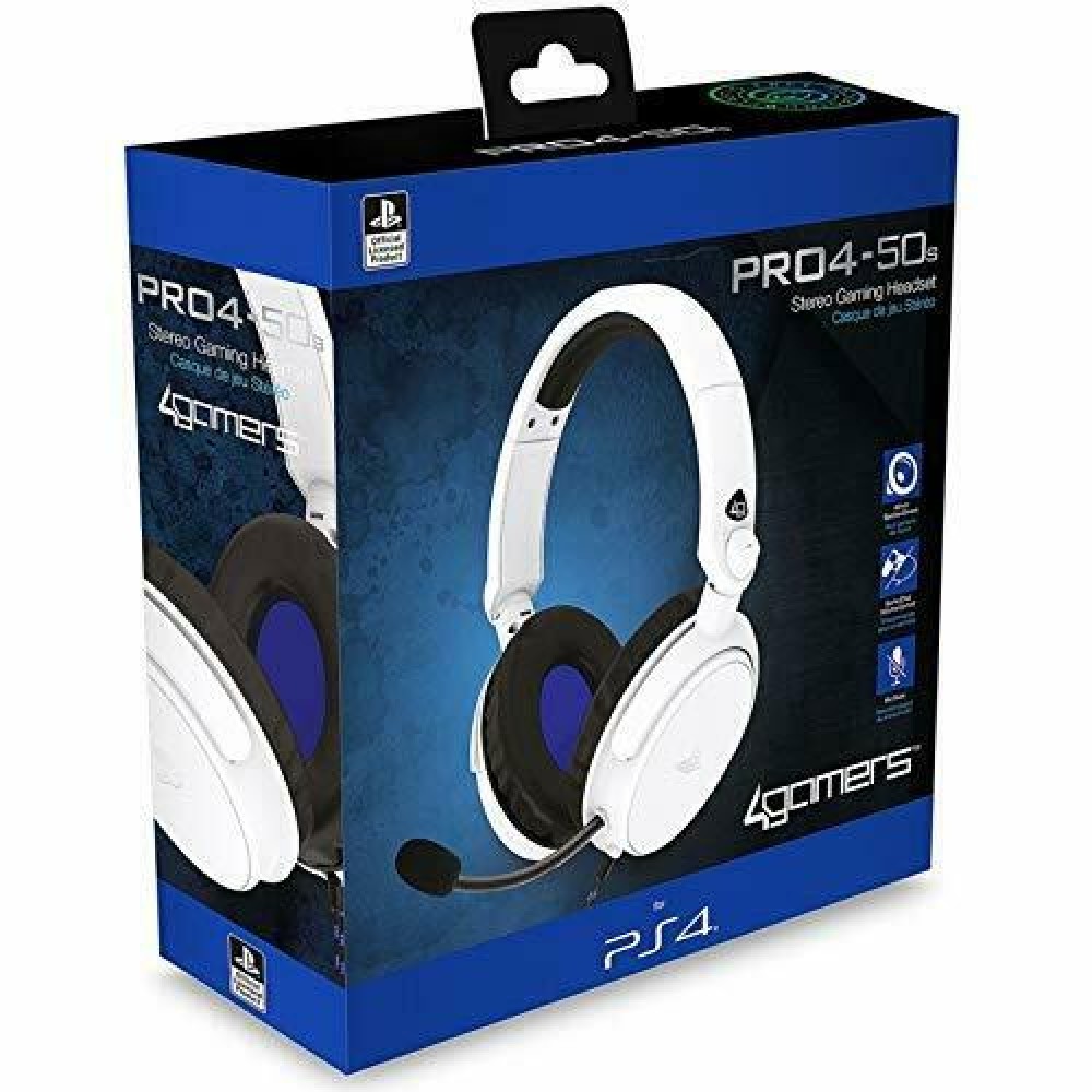 PS4 4GAMERS STEREO GAMING HEADSET WHITE PRO4-50S