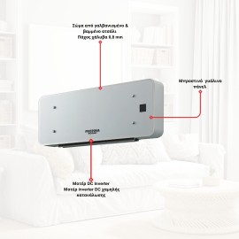 PROTEAM Norway HW800 Fan Coil 2.45/3.30kW Τοίχου Ασημί