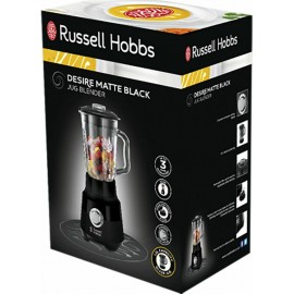 Russell Hobbs Matte Black Μπλέντερ για Smoothies με Γυάλινη Κανάτα 1.5lt 650W Μαύρο
