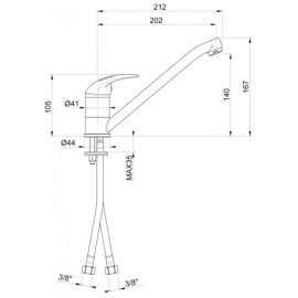 Sanitec Eco-1 Μπαταρία Κουζίνας Πάγκου Ασημί
