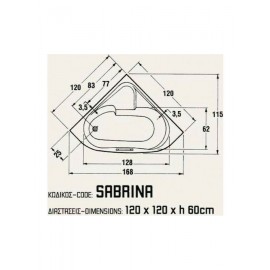 Sanitec Sabrina Γωνιακή Μπανιέρα Ακρυλική 120x120cm
