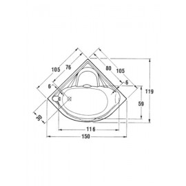 Sanitec Samantha Γωνιακή Μπανιέρα Ακρυλική 105x105cm