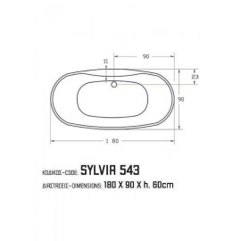 Sylvia 180x90cm Μπανιέρα Επικαθήμενης Τοποθέτησης Ακρυλική Sanitec 