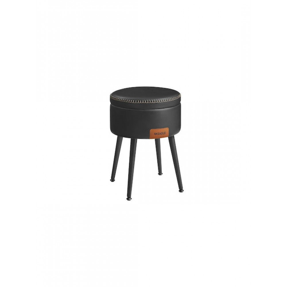 Σκαμπό Σαλονιού Δερμάτινο Black