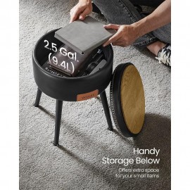 Σκαμπό Σαλονιού Δερμάτινο Black