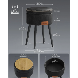 Σκαμπό Σαλονιού Δερμάτινο Black