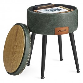 Σκαμπό Σαλονιού Επενδυμένο με Δερματίνη Πράσινο