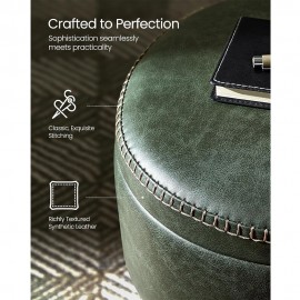 Σκαμπό Σαλονιού Επενδυμένο με Δερματίνη Πράσινο