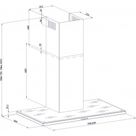Davoline Slim Plus IX-BL Απορροφητήρας Καμινάδα 90cm Inox