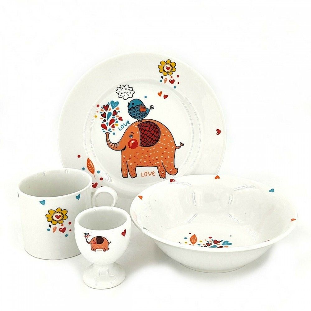 SP Tableware Σετ Φαγητού Elephant από Πορσελάνη Λευκό 4τμχ