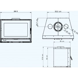 Volcano Ενεργειακό Τζάκι Κασέτα Αεραγωγών VI 90 16kW Ίσιο με Πόρτα Ανοιγόμενη